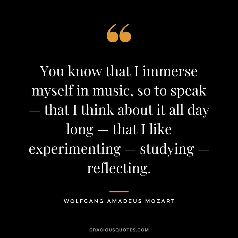 You know that I immerse myself in music, so to speak— that I think about it all day long — that I like experimenting — studying — reflecting.