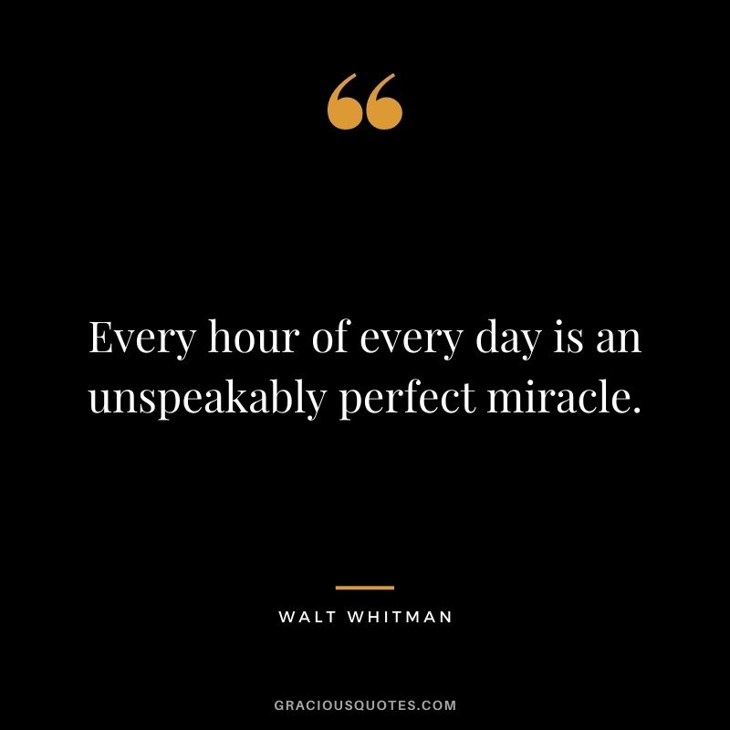 Every hour of every day is an unspeakably perfect miracle.