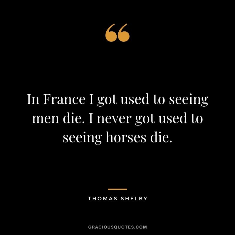 In France I got used to seeing men die. I never got used to seeing horses die.