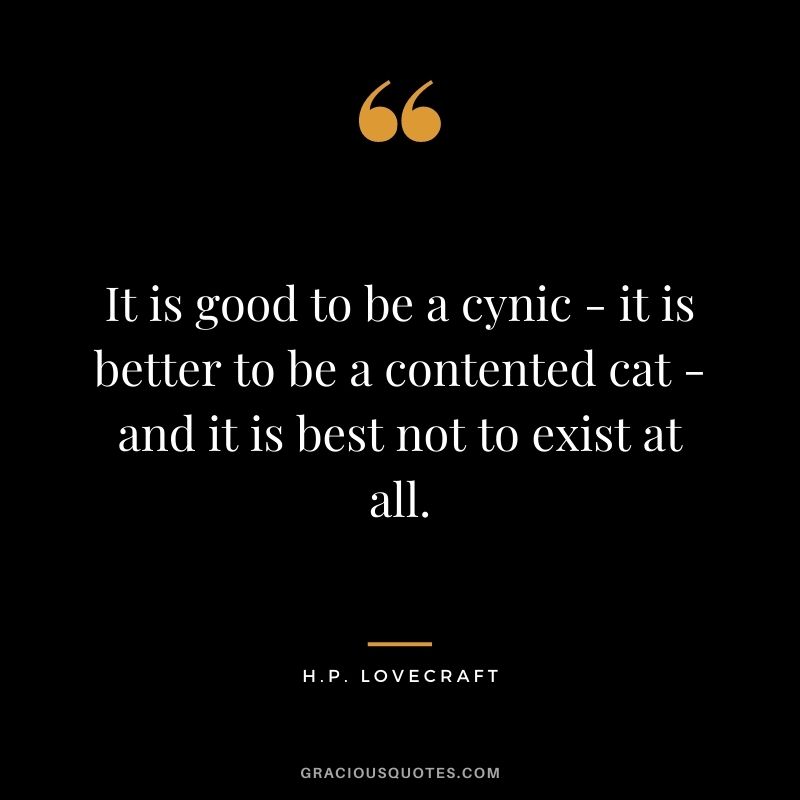 It is good to be a cynic - it is better to be a contented cat - and it is best not to exist at all.