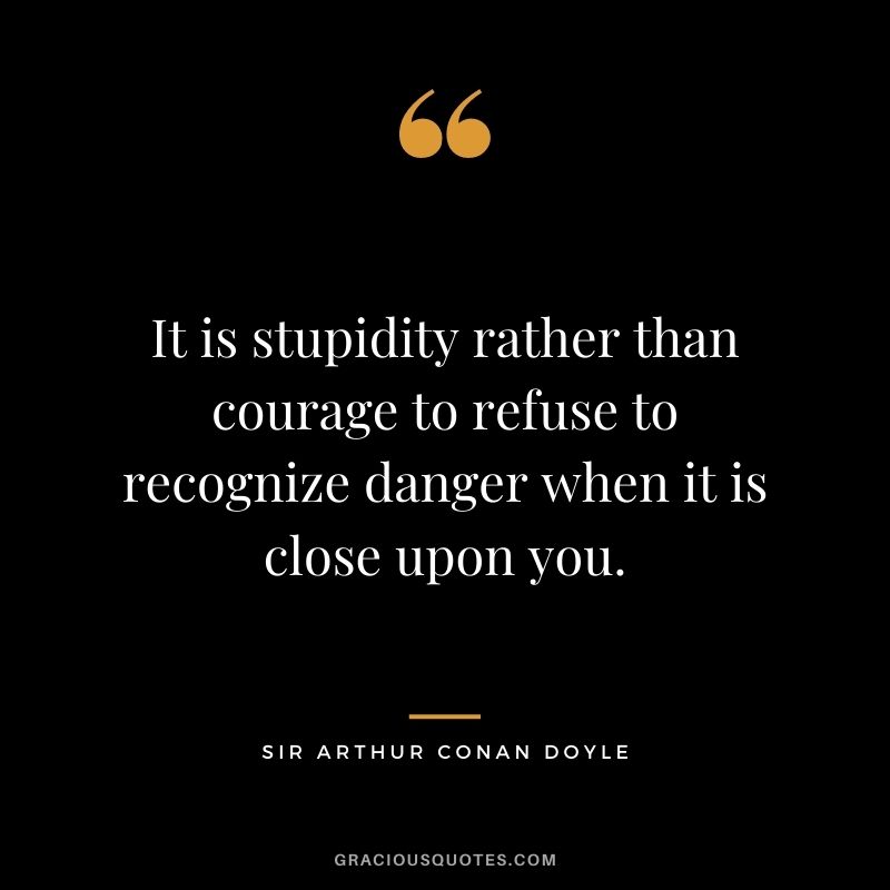 It is stupidity rather than courage to refuse to recognize danger when it is close upon you.