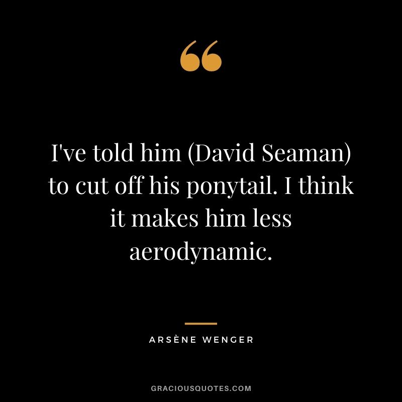 I've told him (David Seaman) to cut off his ponytail. I think it makes him less aerodynamic.