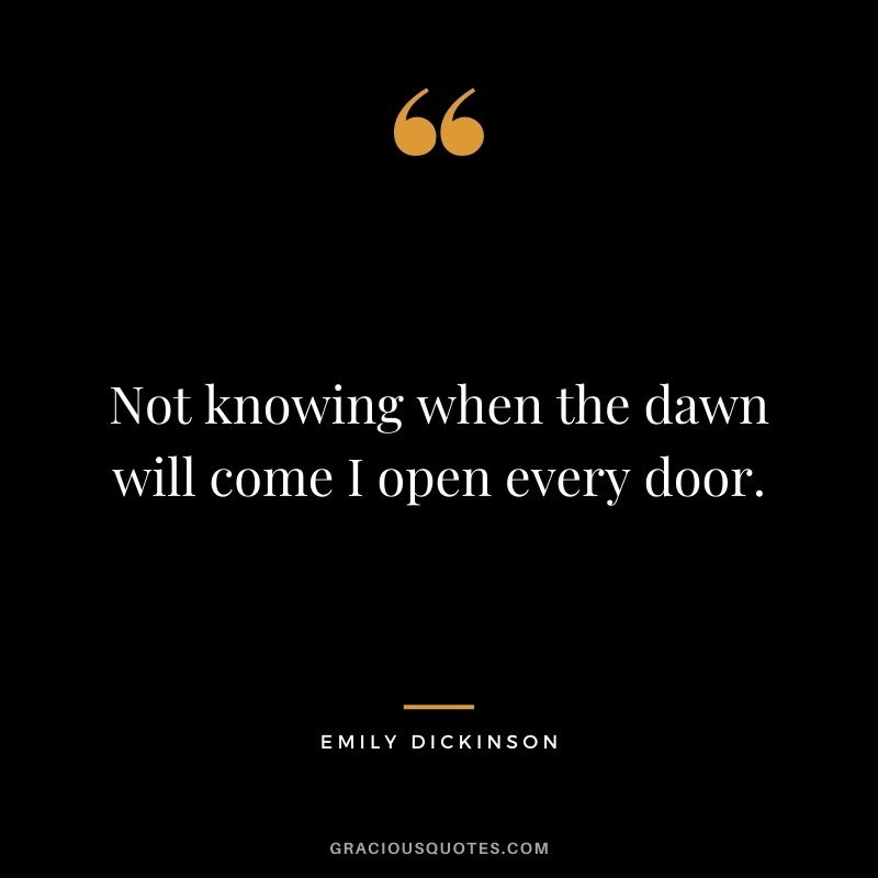 Not knowing when the dawn will come I open every door.