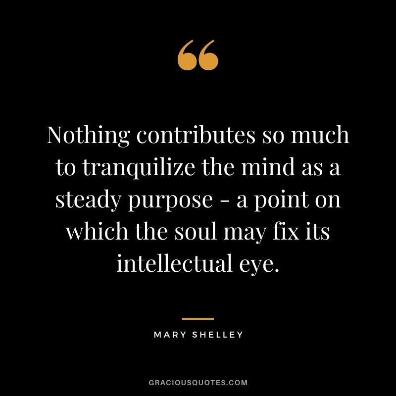 Nothing contributes so much to tranquilize the mind as a steady purpose - a point on which the soul may fix its intellectual eye.