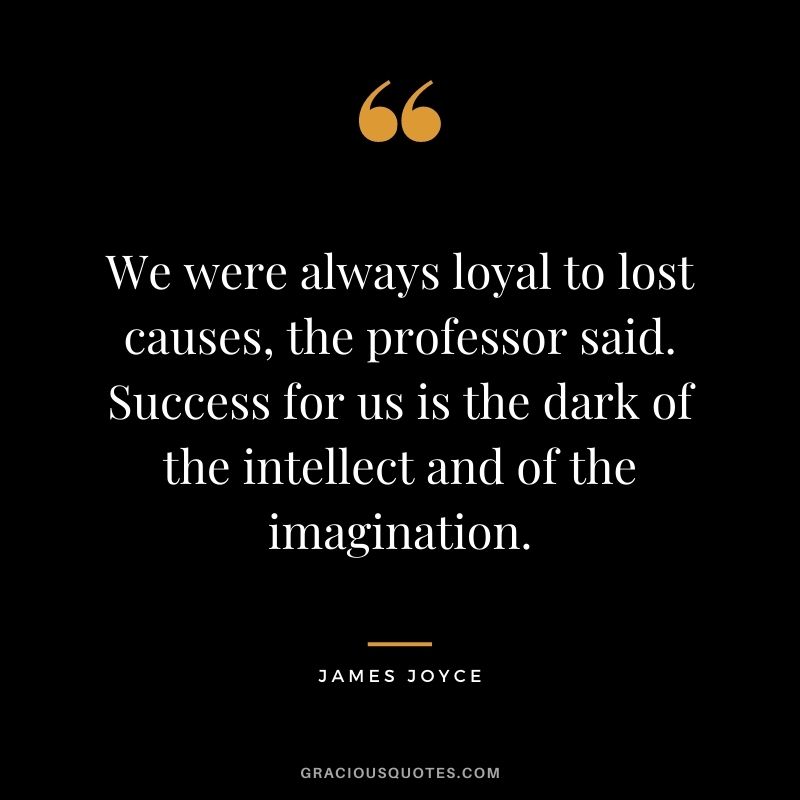 We were always loyal to lost causes, the professor said. Success for us is the dark of the intellect and of the imagination.