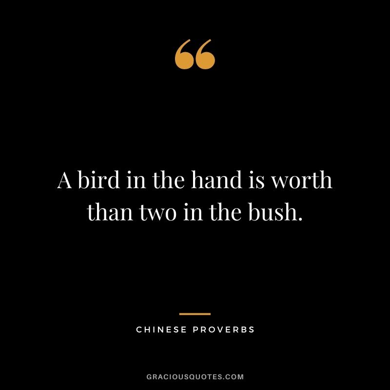 A bird in the hand is worth than two in the bush.