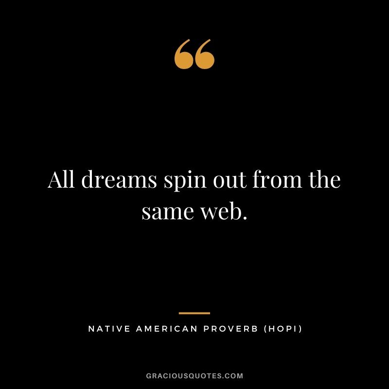 All dreams spin out from the same web. - Hopi