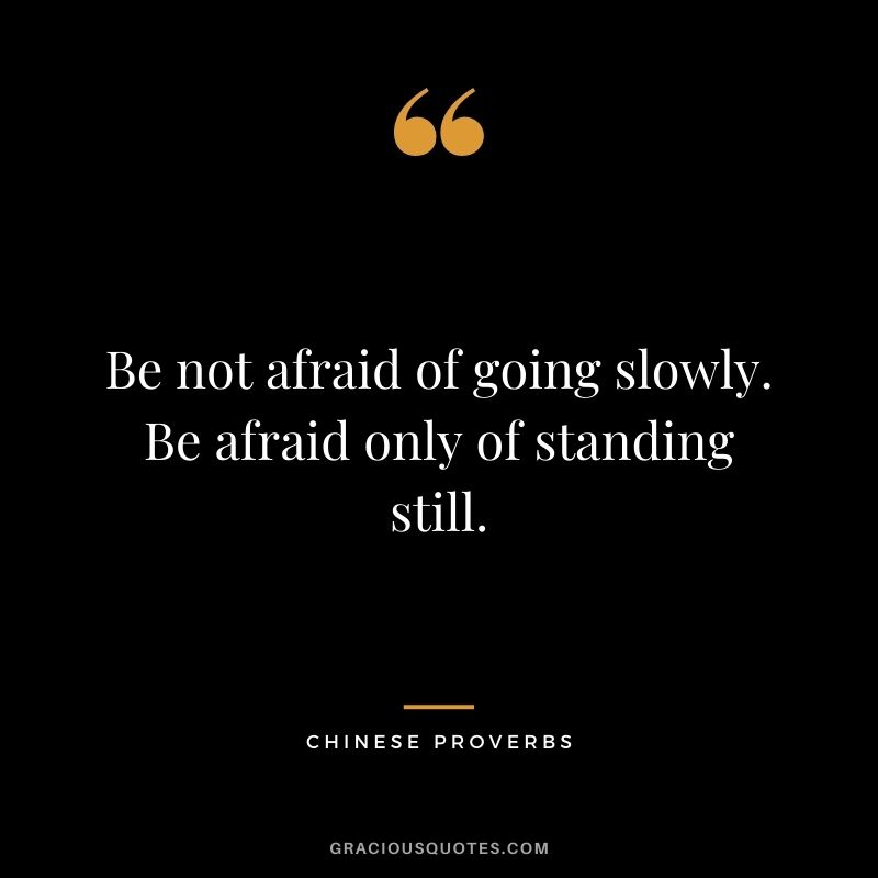 Be not afraid of going slowly. Be afraid only of standing still.