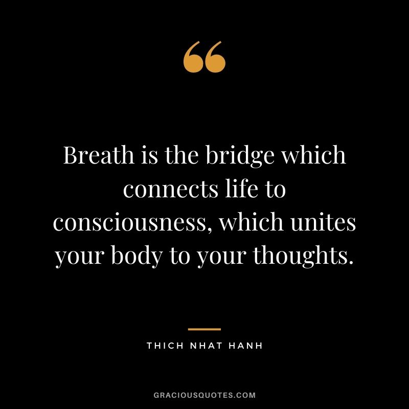 Breath is the bridge which connects life to consciousness, which unites your body to your thoughts. – Thich Nhat Hanh