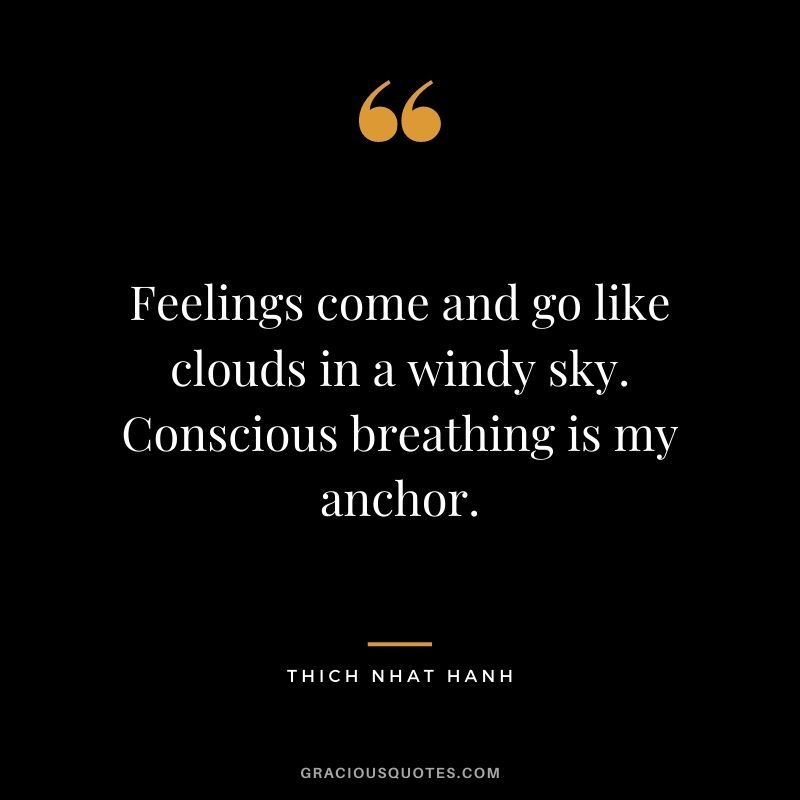 Feelings come and go like clouds in a windy sky. Conscious breathing is my anchor. – Thich Nhat Hanh