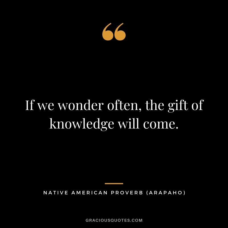 If we wonder often, the gift of knowledge will come. – Arapaho