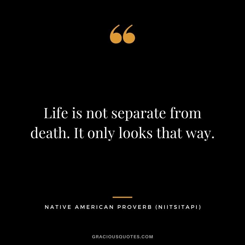 Life is not separate from death. It only looks that way. - Niitsitapi