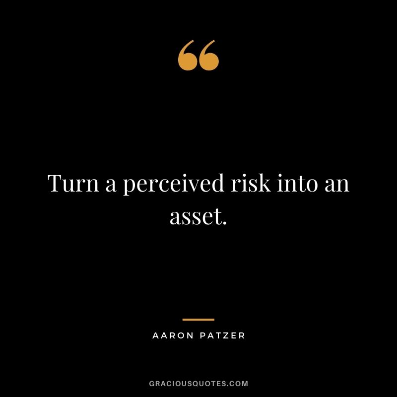 Turn a perceived risk into an asset. - Aaron Patzer