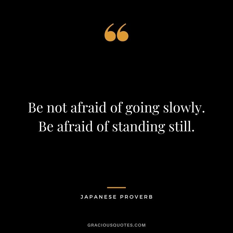 Be not afraid of going slowly. Be afraid of standing still.