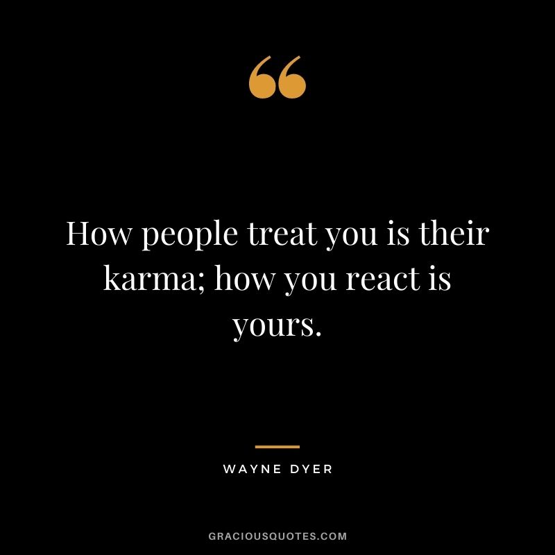 How people treat you is their karma; how you react is yours. - Wayne Dyer