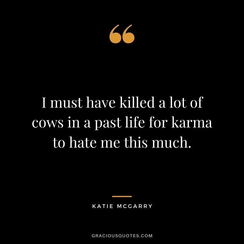 I must have killed a lot of cows in a past life for karma to hate me this much. - Katie McGarry