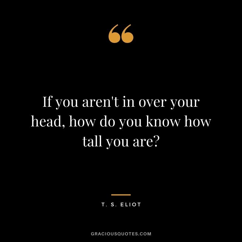 If you aren't in over your head, how do you know how tall you are