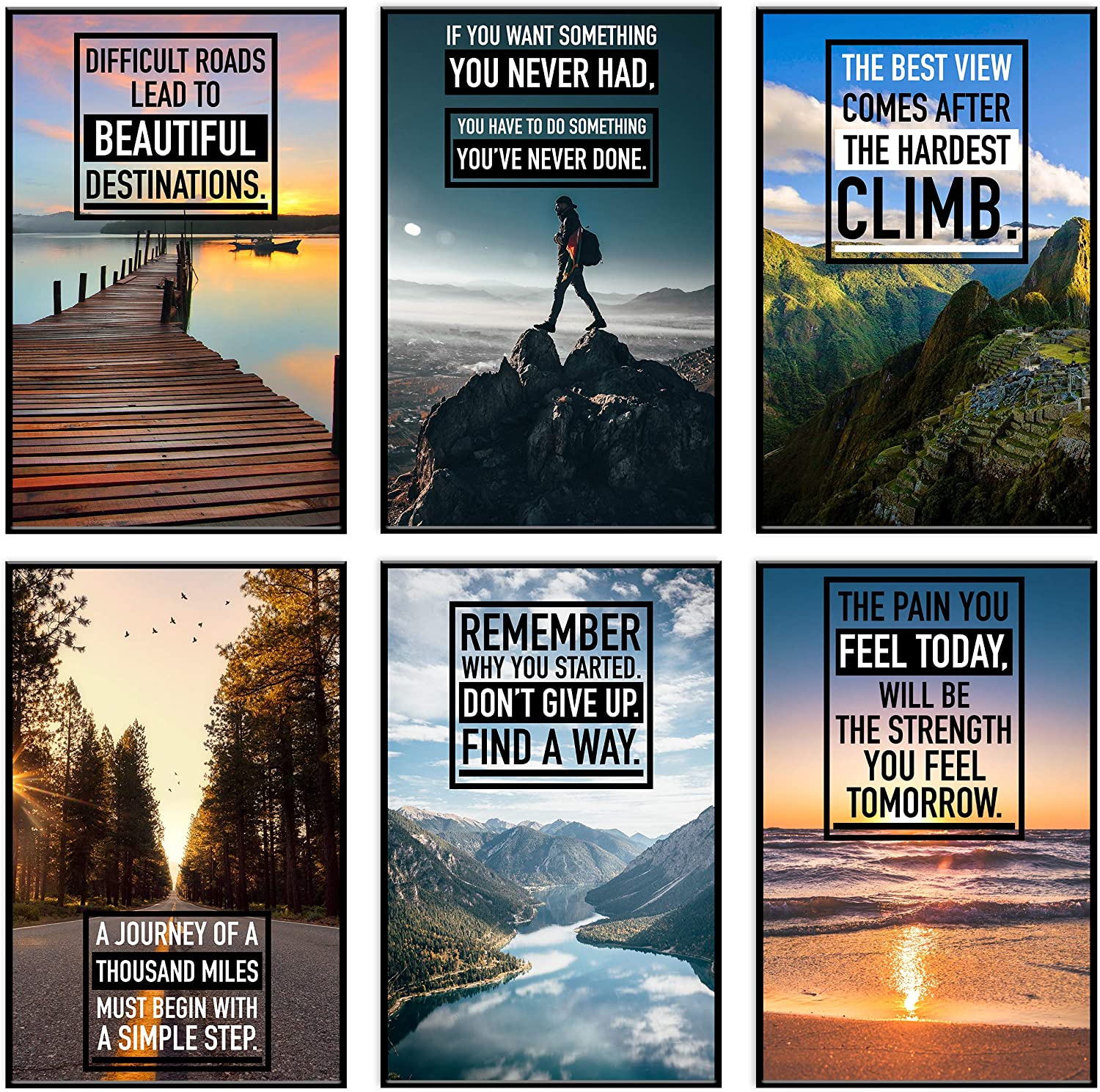 Home/Office Motivational Posters and Wall Art (Bundle of 6)