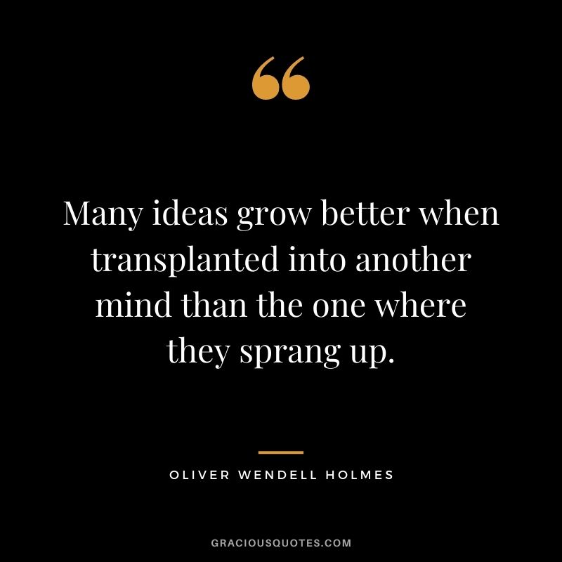 Many ideas grow better when transplanted into another mind than the one where they sprang up. - Oliver Wendell Holmes