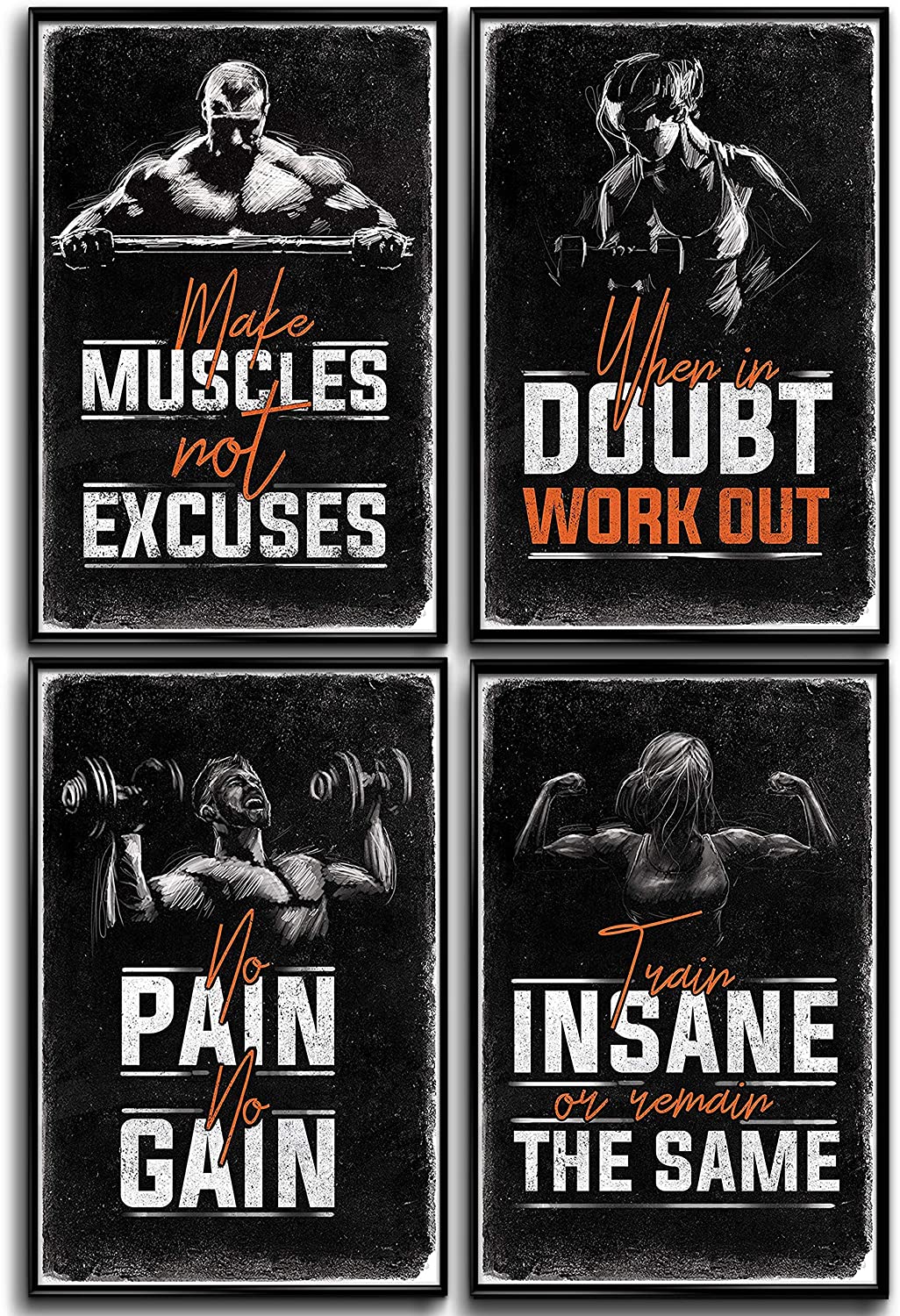 Gym Motivational Posters (Bundle of 4)
