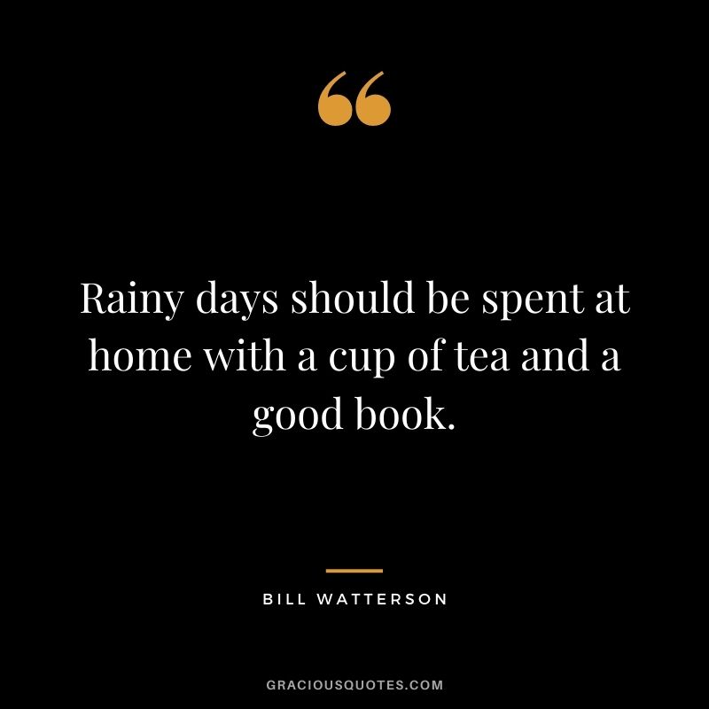 Rainy days should be spent at home with a cup of tea and a good book. – Bill Watterson