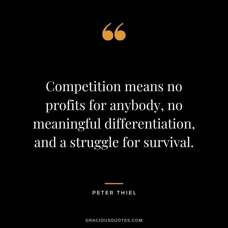 Competition means no profits for anybody, no meaningful differentiation, and a struggle for survival.