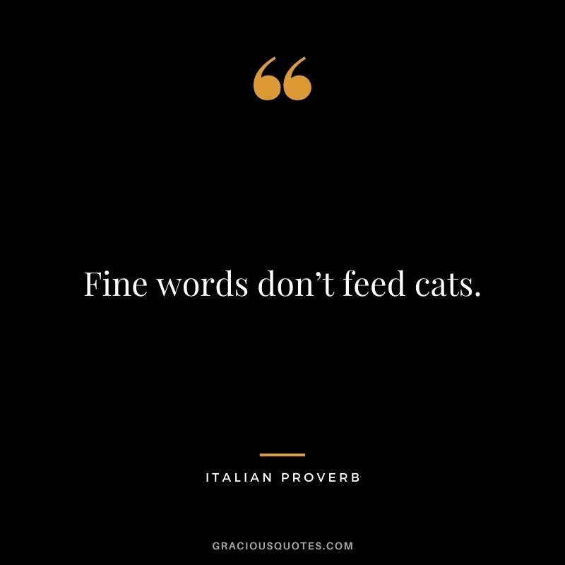 Fine words don’t feed cats.