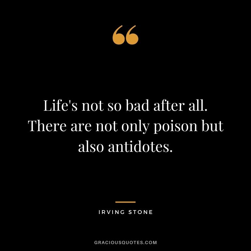 Life's not so bad after all. There are not only poison but also antidotes.