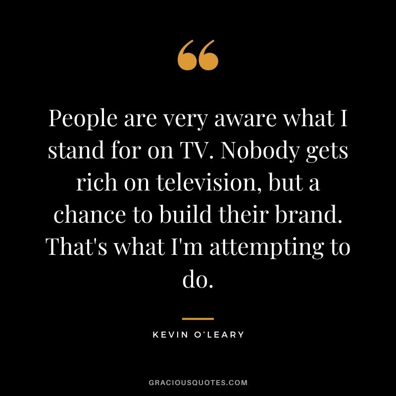 People are very aware what I stand for on TV. Nobody gets rich on television, but a chance to build their brand. That's what I'm attempting to do.