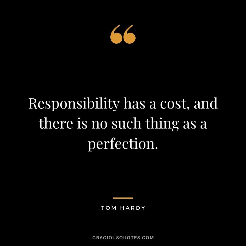 Responsibility has a cost, and there is no such thing as a perfection.