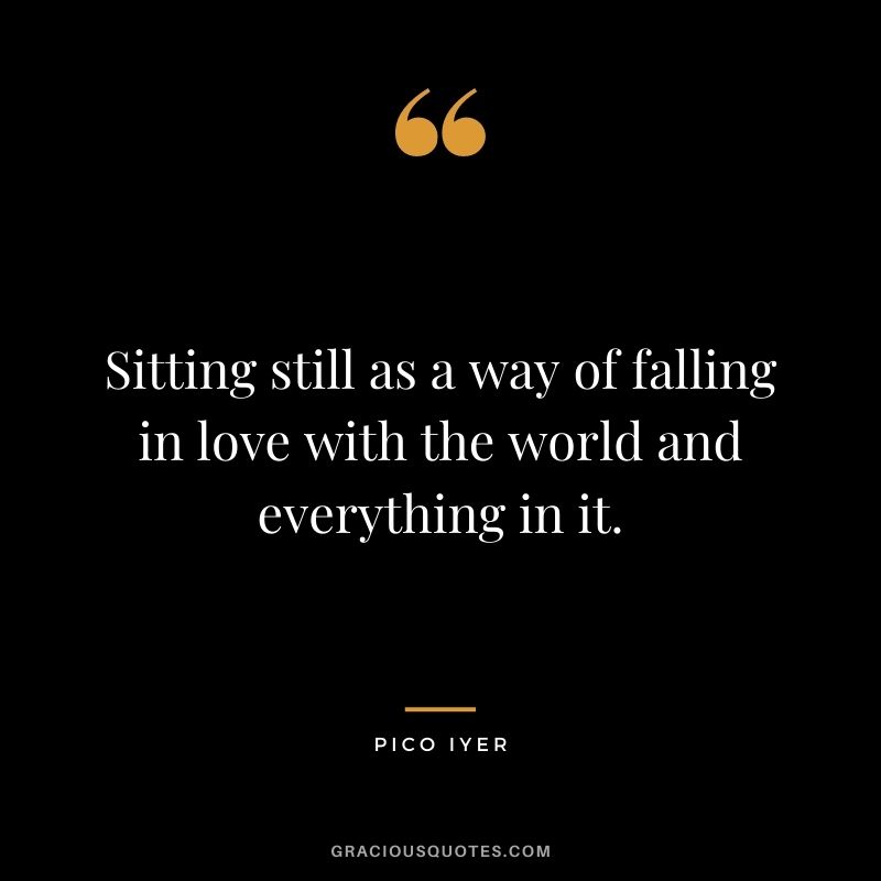Sitting still as a way of falling in love with the world and everything in it.