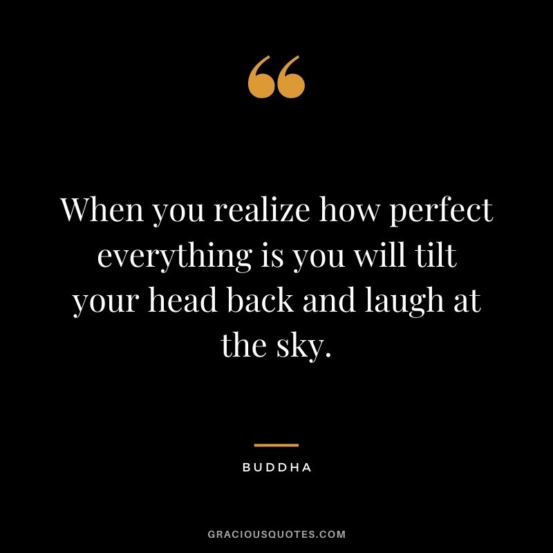 When you realize how perfect everything is you will tilt your head back and laugh at the sky. — Buddha