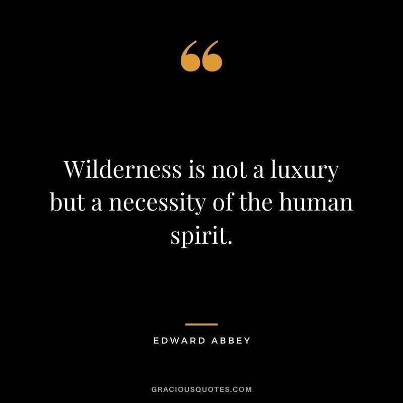 Wilderness is not a luxury but a necessity of the human spirit. - Edward Abbey