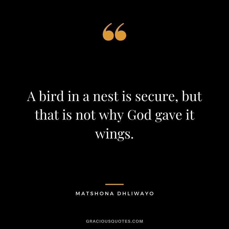 A bird in a nest is secure, but that is not why God gave it wings.