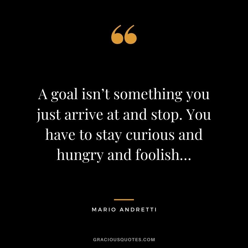 A goal isn’t something you just arrive at and stop. You have to stay curious and hungry and foolish…