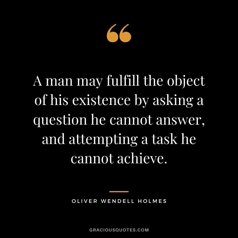 A man may fulfill the object of his existence by asking a question he cannot answer, and attempting a task he cannot achieve.