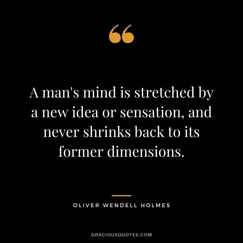 A man's mind is stretched by a new idea or sensation, and never shrinks back to its former dimensions.