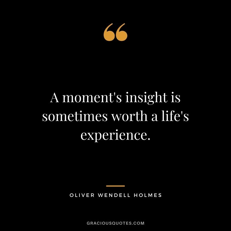 A moment's insight is sometimes worth a life's experience.