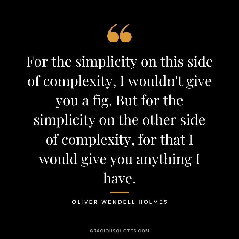 For the simplicity on this side of complexity, I wouldn't give you a fig. But for the simplicity on the other side of complexity, for that I would give you anything I have.