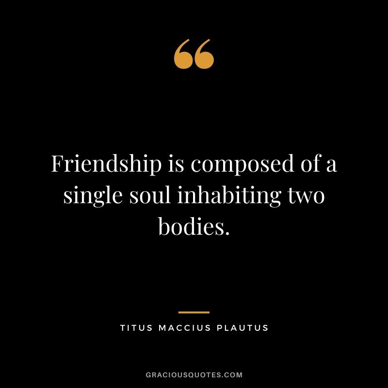 Friendship is composed of a single soul inhabiting two bodies.