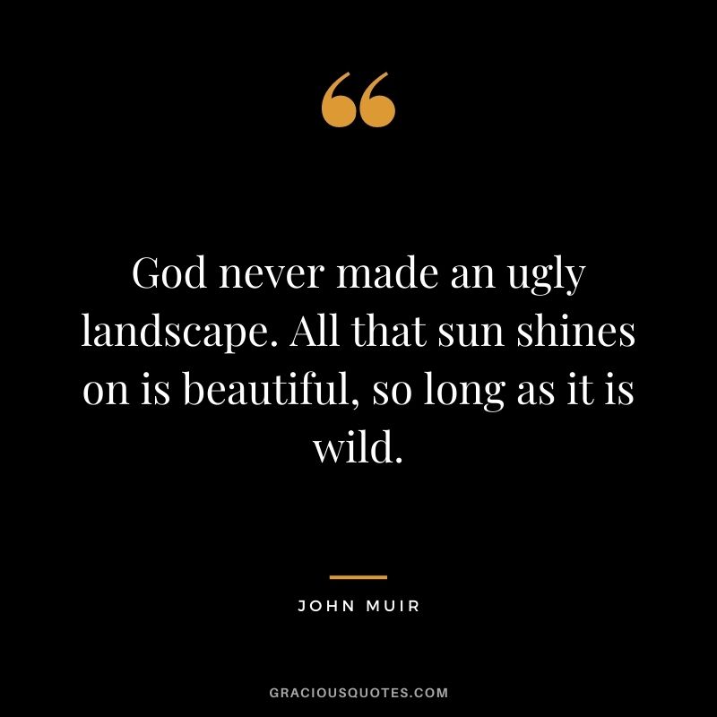 God never made an ugly landscape. All that sun shines on is beautiful, so long as it is wild.
