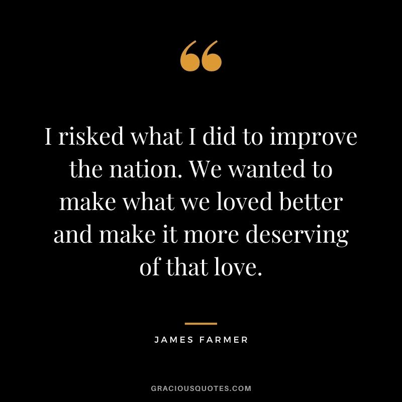I risked what I did to improve the nation. We wanted to make what we loved better and make it more deserving of that love.