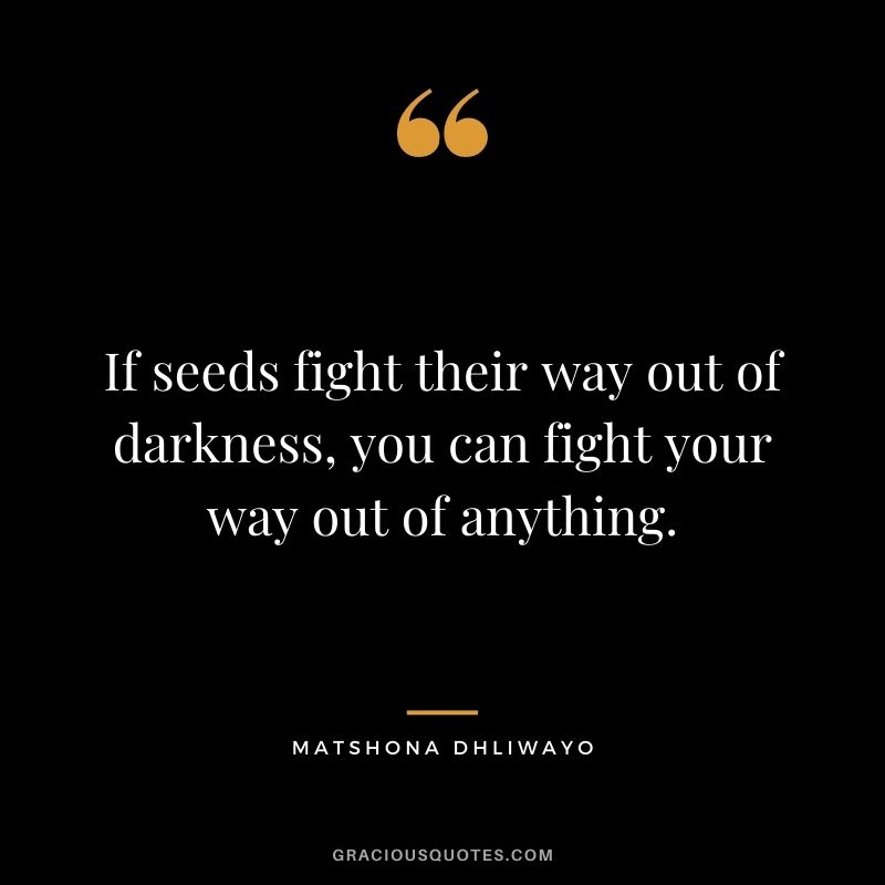 If seeds fight their way out of darkness, you can fight your way out of anything.