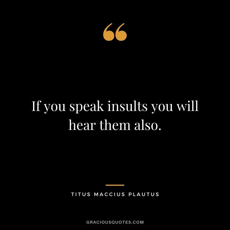 If you speak insults you will hear them also.