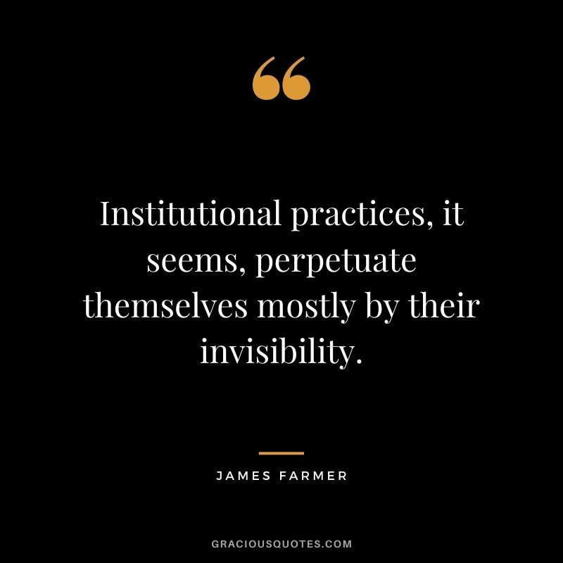 Institutional practices, it seems, perpetuate themselves mostly by their invisibility.
