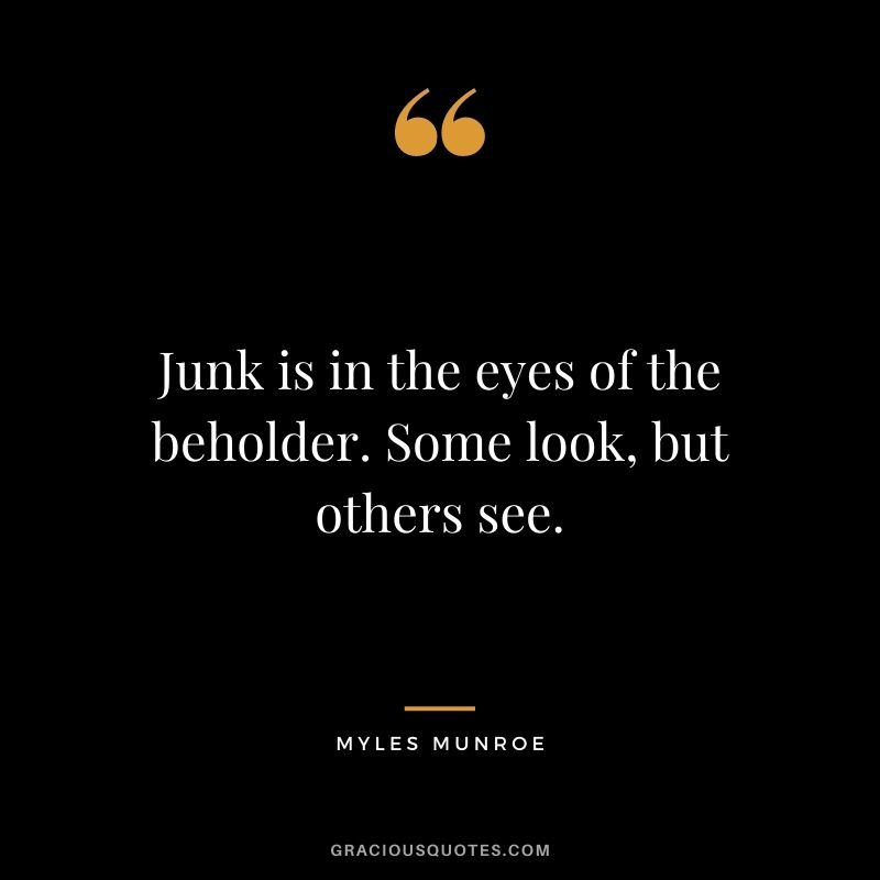 Junk is in the eyes of the beholder. Some look, but others see.