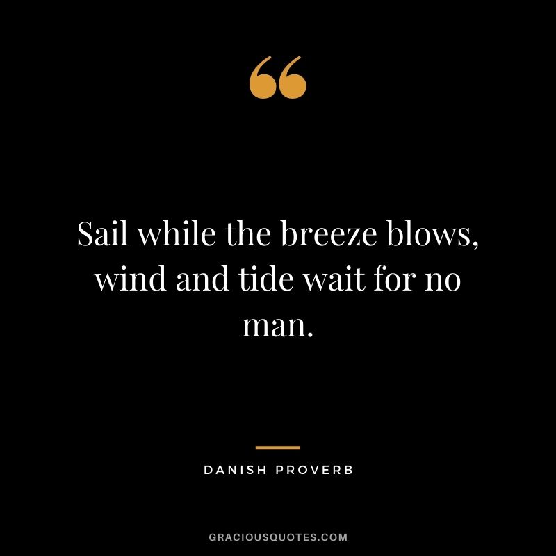 Sail while the breeze blows, wind and tide wait for no man.