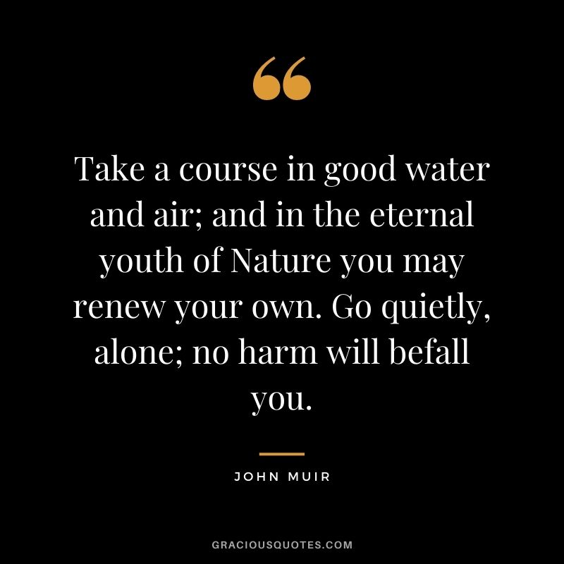Take a course in good water and air; and in the eternal youth of Nature you may renew your own. Go quietly, alone; no harm will befall you.