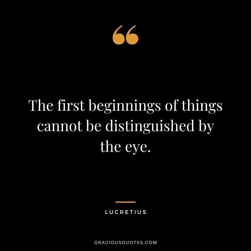 The first beginnings of things cannot be distinguished by the eye.