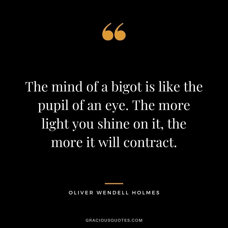 The mind of a bigot is like the pupil of an eye. The more light you shine on it, the more it will contract.